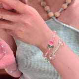 Daiiibabyyy  Colorful Beads Tulip Butterfly Bracelet Translucent Star Candy Color Bead Bracelet Sweet Pretty Exquisite Girl Bracelet Jewelry