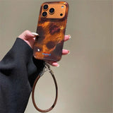 Daiiibabyyy  Whirlpool Pattern IND Amber Dyeing Phone Case with Hanging Rope for IPhone 11 12 13 14 15 16 17 Pro Max