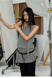 DAIIIBABYYY  -  Striped Halter Tops Streetwear Sleeveless Tshirts Backless Tank Tops Women Clothes Korean Fashion Summer Tops Camisole