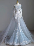 Daiiibabyyy  Elegant Appliques Wedding Dress Strapless Bridal Gowns Detachable Train Pearl Bride Dresses Princess Customized Vestido de novia