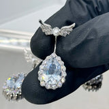 Daiiibabyyy  Y2K Jewelry Shiny Crystal Heart Wings Navel Ring Sexy Cool Accessory Geometric Fashion Navel Rings Body Piercing