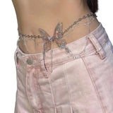 DAIIIBABYYY  -  Stylish Butterfly Body Chain Jewelry Sparkling Butterfly Tassels Waist Chain Accessory Delicate Body Chain Adornment