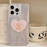 Daiiibabyyy  Meteor IND Laser Full Screen Wave Point Love Bear Phone Case for iPhone 11 12 13 14 15 16 17 Pro Max
