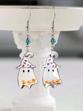 Daiiibabyyy  Creative Cute Ghost Dried Flower Epoxy Resin Handmade Earrings Halloween Fashion Jewelry Women and Girls Gifts