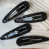 Daiiibabyyy  2PCs Black Rhinestone Hair Clips,Sparkly Crystal Hairpins,Hair Accessories for Women, Trendy Shiny Barrettes for Party Daily Use