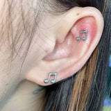 Daiiibabyyy  1Pcs Fashion Silver Color Musical Notes Stud Earrings for Women Minimalist Metal Small Piercing Ear Bone Earrings Y2K Jewelry