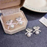 DAIIIBABYYY  -  Exquisite Korean Version Sweet Cool Ballet Ribbon Bow Earring Stud for Women Ins Fashion Spicy Girl Trendy Aesthetic Accessories