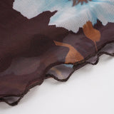 Daiiibabyyy  American Prairie Chic Flower Print Edible Tree Fungus Low Waist Gauze Vintage Skirts