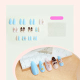 DAIIIBABYYYY  -  24pcs 3D Sea Shells Decor Fake Nails Ins Blue Sea Starfish Press on Nails Full Cover Wearable French Almond False Nail Tips