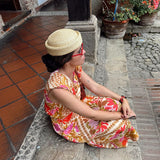 Daiiibabyyy  New Natural Wheat Straw Hand Woven Berets Women Bohemian Sun Hat Circle Concave Top Straw Hat Beach Beret Sun Pillbox Hat