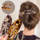 Daiiibabyyy  New Fashion Acrylic Duckbill Hair Claw Barrettes Leopard Printed Hair Clips Hair Accessories for Women Hairpin Ponytail Headwear