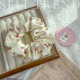 DAIIIBABYYY  -  French Fashion Plaid floralScrunchies for Hair  bow ribbon French girlish ponytail tie hair accessory versatile Hair ties
