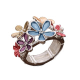 Daiiibabyyy  All-match Painting Oil Flower Ring Multicolor Petal Stretch Ring Zinc Alloy Classic Opening Ring Party