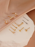 Daiiibabyyy  Dreamy Celestial Hoop Earring Set for Women Star Moon Charm Dainty CZ Accent Multi-Piercing Trendy Night Sky Fashion Jewelry