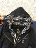 Daiiibabyyy  Subculture Y2k Leopard Print Splicing Fake Two-piece Hooded Sweatshirt Jacket Autumn Zipper New Design Sense Top Ins