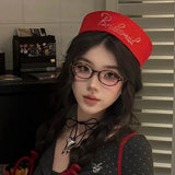 Daiiibabyyy  New Niche Y2K Diamond-encrusted Alphabet Sailor Hat Women's Fashion Spring and Summer Temperament Flipped Brim Dome Beret