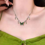 Daiiibabyyy  Old Wind Imitation Sea Blue Treasure White Crystal Freshwater Pearl Glass Pendant Women's Banquet Jewelry Sea Necklace