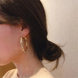 Daiiibabyyy  -  Golden Round Crystal Hoop Earrings for Women Bijoux Geometric Rhinestones Earrings Statement Jewelry Party Gifts