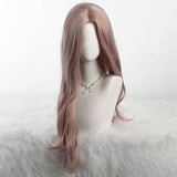 Daiiibabyyy  Long Wavy Pink Wigs With Bangs Synthetic Wigs for Women U-shaped lace Wig Suitable for Daily/Cosplay/Party/Lolita