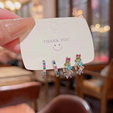 Daiiibabyyy  4Pcs/Set Silver Color Zircon Round Hoop Earrings for Women Exquisite Simple Metal Small Circle Huggie Earrings Jewelry Gifts
