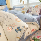 DAIIIBABYYY  -  Bedding Class A All Cotton Face Mask Dormitory Skin friendly Fresh Bed Sheet and Quilt Cover Pure Cotton Four piece Set Three