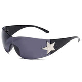 Daiiibabyyy  Cyberpunk All Inclusive Star Sunglasses Female Pilot Transparent Y2K Millennium Sunglasses Sports Cycling