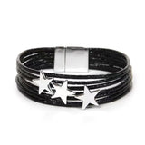 Daiiibabyyy  Boho Glitter Filled Slim Strips Leather Bracelet for Women Fashion Cute Stars Multilayer Wrap Bracelets Charm Jewelry