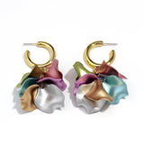 Daiiibabyyy  New Trend Acrylic Large Pearl-luster Petal Flower Drop Earrings for Women Personal Exaggerate Earrings Trend Jewelry