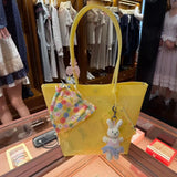 Daiiibabyyy  Summer Waterproof Pvc Transparent Tote Bag with Small Purse Women Jelly Shoulder Bag Beach Vacation Daily Travel Casual Shopper