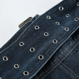 DAIIIBABYYY  -  Basic A-Line Denim Skirts With Belt Casual Slim Pockets High Waist Maxi Skirts Women 2025 Spring Autumn Streetwear Lady