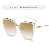 Daiiibabyyy  Retro Design Cat Eye Sunglasses Fashionable Driving Metal Frame Glasses Suitable For All Seasons Leisure Walk UV400