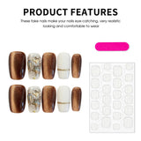Daiiibabyyy  10pcs Handmade False Nails Brown Gold Glitter Star Rhinestone Decor Press On Nails Luxury Fake Nails For Party Photography Daily
