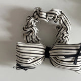 DAIIIBABYYY  -  Lace striped bow large intestine ring new fungus edge hair band daily versatile hair accessories headband head flower headgear
