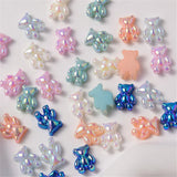 Daiiibabyyy 5pcs/bag Nail Art Pearly Shiny Bear Jewelry Flat Bottom Nail Rhinestones Aurora Colorful Cartoon Nail Decoration Accessories