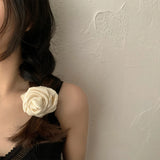 Daiiibabyyy  -  French Rose Hair Scrunchies Korean Rose Hair Ties Elegant Flower Hair Bands