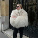 DAIIIBABYYY  -  Solid Color Plush Women's Coat Fashion Fluffy Faux Fur Jacket  Long Sleeve Warm Cardigan Coat 2024 Lady Winter Street Outerwear