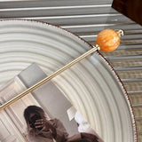 Daiiibabyyy  Modern Chinese Style Round Ball Metal Hairpin Fresh Advanced Sense Headwear Simplicity Alloy Hair Clip Headdress Stick