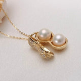 Daiiibabyyy Fashion Pearl Peanut Necklace Women's High-end Crystal Pendant Collar Sweater Chain Best Friend Birthday Party Jewelry Gifts