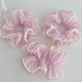 Daiiibabyyy  1PC Light Korean Pink Polka Dot Lace Scrunchie, Sweet Princess Hair Tie, Ins Style Hair Accessory For Women Daily Styling