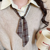 Daiiibabyyy  Chiffon plaid printed acrylic bead necklace, fashionable and popular Korean jewelry