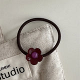 DAIIIBABYYY  -  Korean Style Acetate Fresh Girl's Age-Reducing Color-Blocking Flower Hair Band Ball Hair Tie Hair Band New Rubber Band