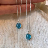 Daiiibabyyy  Korean Silver Color Oval Aquamarine Pendant Necklace Ladies Girls Luxury Snake Chain Necklace Fashion Jewelry Accessories
