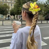 DAIIIBABYYY  -  1pc solid color artificial fabric Hawaiian phalaenopsis flower hair tie，suitable for seaside vacations, Wedding，daily hair ties
