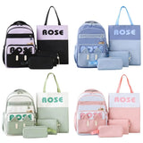 Daiiibabyyy  4Pcs/Set Large Capacity 4 in 1 Backpack Multifunction Casual Book Bag School Rucksack Breathable College Backpack Students