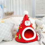 DAIIIBABYYY  -  Christmas Cats Nest Detachable Mat Semi Closed Cat Hole Tent Winter Warm Dog Nest Christmas Tree Shape Pets House Washable