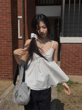 DAIIIBABYYY  -  French Sweet Temperament Bow Double Hem Small Suspender Women Summer New Gentle Loose Vest Sleeveless Top
