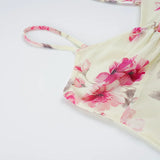 Daiiibabyyy  Vacation Y2k Flower Print V Neck Spaghetti Strap Sleeveless Slim All Match Basic Tanks