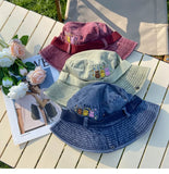 DAIIIBABYYY  -  Cute Bear Cowboy Hats Women Japanese Drawstring Bucket Hat Spring and Summer Outdoor Sunscreen Camping Mountaineering Sun Cap