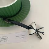 DAIIIBABYYY  -  Korean New Retro Knotbow Hair Accessories Fashion Black White Acetic Acid One Word Hair Clip Spring Clip For Woman Girls
