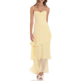 Daiiibabyyy  Casual Ladies Off Shoulder Solid Color Long Dress New 2025 Summer Suspender Party Dress Fashion Chest Wrap High Waist Cake Dress